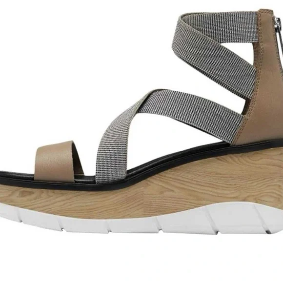 Sorel Tan and Gray Joanie III Sport Strap Wedge Sandal - Picture 2 of 9